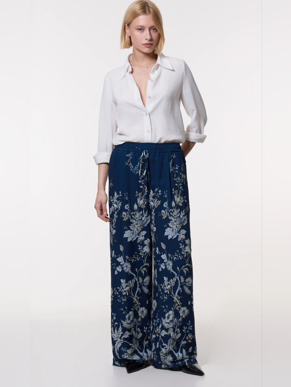 karen millen Floral Print Viscose Wide Leg Pants Size 8 US